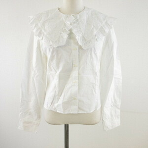 エイチ&エム H&M シャツ ブラウス 長袖 刺繍 オフホワイト 白 S *T881 レディース