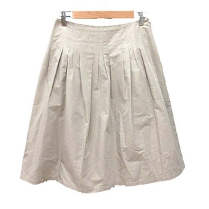  Scapa SCAPA flair skirt knee height tuck shadow diagonal stripe 40 beige /CT #MO lady's 