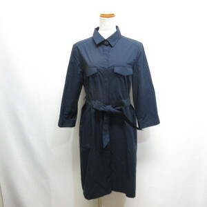  Natural Beauty Basic NATURAL BEAUTY BASIC 7 minute sleeve shirt One-piece small of the back string attaching L navy pechi coat attaching lady's 