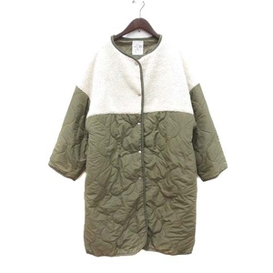  As Know As as know as plus quilting coat cotton inside no color switch boa total lining F green khaki /CT lady's 