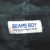 ビームスボーイ BEAMS BOY ネルシャツワンピース フレア ひざ丈 長袖 ボタンダウン 緑 グリーン 紺 ネイビー /CT レディース_画像6