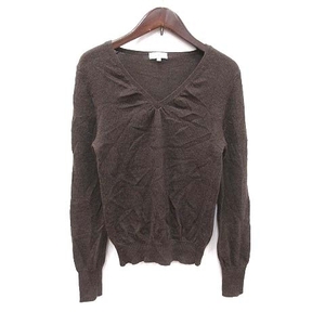  Scapa SCAPA knitted sweater long sleeve V neck tuck wool 38 tea Brown /CT lady's 