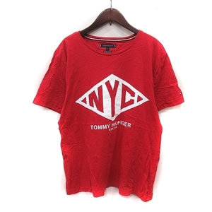 トミーヒルフィガー TOMMY HILFIGER Tシャツ カットソー 半袖 L 赤 レッド /YI メンズ