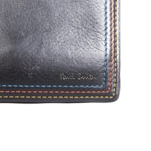 ポールスミス PAUL SMITH 長財布 ウォレット 小銭入れ 札入れ フラップ開閉 レザー レインボーステッチ 黒 ブラック 小物 ■SM1 メンズ_画像7