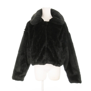  unused goods g Laile GRL coat fake fur cotton inside turn-down collar short F black black /AH9 * lady's 