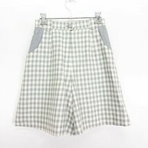 クレージュ courreges パンツ ボトムス キュロット ハーフ丈 チェック ウール 63-90 グレー×アイボリー ※EKM レディース_画像1