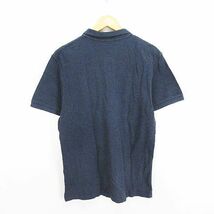 チャムス CHUMS ポロシャツ 半袖 丸襟 ロゴ コットン L ネイビー ※EKM メンズ_画像2