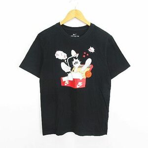 ナイキ NIKE Tシャツ カットソー 半袖 クルーネック ロゴ イラスト コットン M ブラック ※EKM メンズ