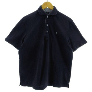 ビクトリノックス VICTORINOX ポロシャツ ロゴ刺繍 半袖 コットン混 ネイビー 紺 L メンズ