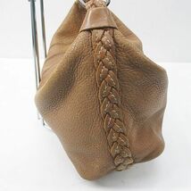 ボッテガヴェネタ BOTTEGA VENETA ハンドバッグ 編みデザインハンドル ベージュ レザー イタリア製 レディース_画像4