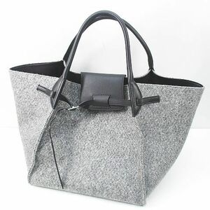 セリーヌ CELINE トートバッグ ビッグバッグ グレー ウール フェルト レザー イタリア製 レディース