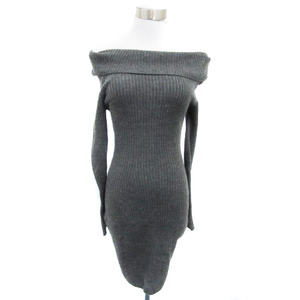  Snidel snidel rib knitted One-piece mini height long sleeve off shoulder wool .F gray /YM23 lady's 