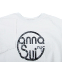 アナスイ ANNA SUI NYC Tシャツ カットソー クルーネック 半袖 ロゴプリント L オフホワイト 黒 ブラック /HO55 レディース_画像3