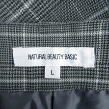 ナチュラルビューティーベーシック NATURAL BEAUTY BASIC テーパードパンツ ロング丈 グレンチェック柄 L グレー 黒 ブラック レディース_画像5