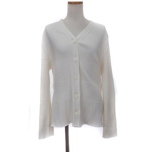  Untitled UNTITLED rib cardigan long sleeve V neck front button plain white white #SM1 lady's 