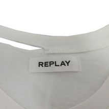 リプレイ REPLAY Ｔシャツ 半袖 ダメージ加工 ロゴプリント コットン ホワイト 白 S レディース_画像9