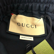 未使用品 グッチ GUCCI 694115 ショートパンツ ハーフパンツ コットン ロゴプリント 44 紺 ネイビー メンズ_画像3