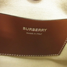 バーバリー BURBERRY フレヤ ミニ トート ハンドバッグ 2Way キャンバス レザー ロゴ刺繍 黒 ブラック ブラウン 茶 鞄 カバン レディース_画像7