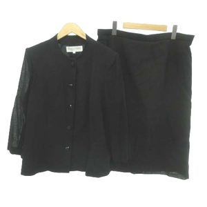 ジバンシィ GIVENCHY 美品 ハイフォーマル セットアップ 喪服 ブラックフォーマル 薄手 18 約XLサイズ 黒 ブラック OKZ レディース