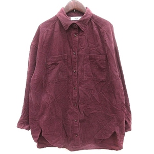 ディスコート Discoat ステンカラーシャツ オーバーサイズ コーデュロイ 長袖 F 紫 パープル /AU レディース