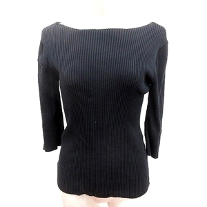  Deuxieme Classe DEUXIEME CLASSE Every tei Islay ik knitted cut and sewn U neck 7 minute sleeve black black /RT lady's 