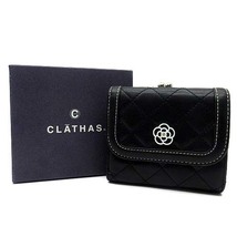 クレイサス CLATHAS ラムレザー キルティング 三つ折り がま口 財布 コンパクト ウォレット ブラック 黒 レディース_画像8