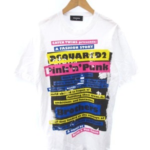 ディースクエアード DSQUARED2 19SS Tシャツ 74GD0523 S22427 カットソー 半袖 クルーネック ロゴ プリント コットン ホワイト 白 M メンズ