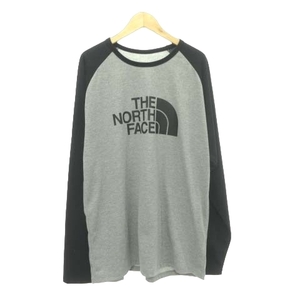 ザノースフェイス THE NORTH FACE 美品 L/S Baseball Big Logo Tee NT82285 Tシャツ ロンT 薄手 XLサイズ グレー メンズ