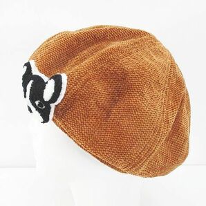 ルーベン RUBEN ベレー帽 帽子 ベロア コーデュロイ 茶系 ブラウン バッチ ベルクロアジャスター 綿 コットン 裏地 レディースの画像3