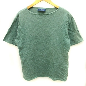 セントジェームス SAINT JAMES Tシャツ 半袖 ワンポイント ロゴ コットン 緑系 グリーン系 USA40 XL位 トップス ■GY01 レディース