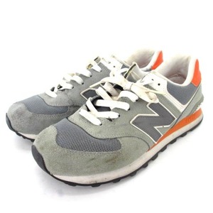 ニューバランス NEW BALANCE ML574CPL スニーカー スエード ローカット US8.5 26.5cm グレー系 オレンジ 靴 シューズ ■GY01 メンズ