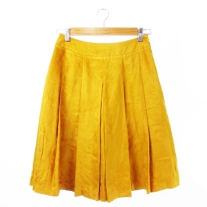  unused goods Ined INED skirt fake suede box pleat knee height thin gloss feeling 9 mustard Karashi mustard /CK27 * lady's 