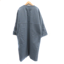 未使用品 エミプラス emi+ ノーカラーコート 中綿コート ロング丈 前開き オーバーサイズ F 青 ブルー /YK6 レディース_画像2
