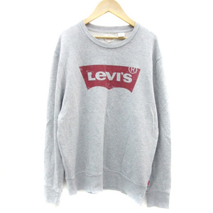 リーバイス Levi's トレーナー 長袖 クルーネック プリント オーバーサイズ S グレー /YM22 メンズ