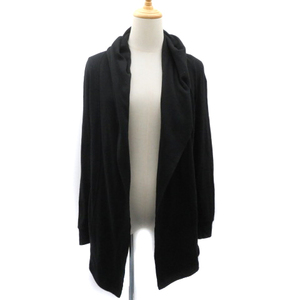  Indivi INDIVI cardigan middle height front opening with a hood . plain 38 black black /YK28 lady's 