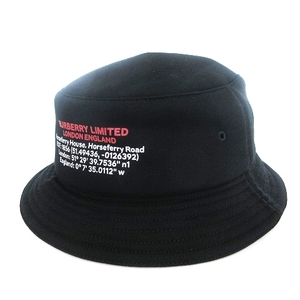 未使用品 バーバリー ロンドン BURBERRY LONDON タグ付き バケットハット 中綿 パデット プリント コットン ブラック 黒 帽子 ■SM1 メンズ