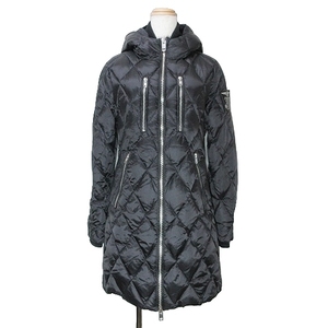  diesel DIESEL down coat quilting f-ti- Zip up velcro badge middle height XS black black IBO46 X lady's 