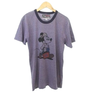  Beams BEAMS ×Disney T-shirt short sleeves Mickey thin S size purple purple #U90 men's 