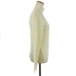 レリアン Leilian ニット セーター 薄手 ハイネック フラワー モチーフ 装飾 ウール100％ アイボリー 9 M位 レディースの画像2