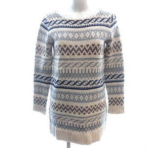  Stunning Lure STUNNING LURE knitted tunic boat neck nordic pattern long sleeve F beige /AU lady's 