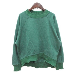  As Know As as know as knitted cut and sewn long sleeve la gran sleeve ba Rune sleeve switch rib high‐necked F green green lady's 