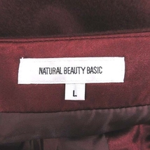 ナチュラルビューティーベーシック NATURAL BEAUTY BASIC タイトスカート ひざ丈 フェルトウール スリット ジッパー L 赤 ボルドー /CT レ_画像6