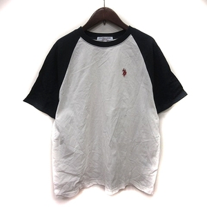 ユーエスポロアッスン U.S POLO ASSN. Tシャツ カットソー 半袖 バイカラー 刺繍 F 白 ホワイト 紺 ネイビー /YI メンズ