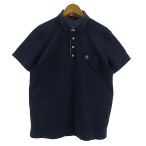  Munsingwear wear MUNSINGWEAR polo-shirt short sleeves Logo embroidery switch ..poke navy navy blue L men's 