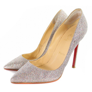 クリスチャンルブタン Christian louboutin グリッターポインテッドトゥ パンプス ピンヒール 38 25cm マルチカラー /SR38 ■S レディース