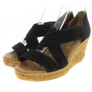 gaimoGAIMO Wedge sole sandals strap suede 36 22.5cm black black tea color Brown /SR15 lady's 