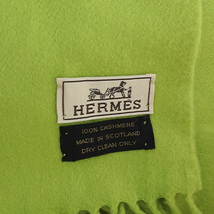 エルメス HERMES カシミヤ マフラー ストール ロゴ刺繍 緑 グリーン /SR33 ■OH レディース_画像5