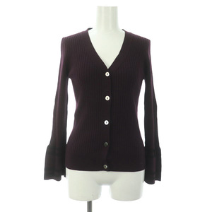  Diag Ram Grace Continental Diagram GRACE CONTINENTAL line rib knitted cardigan long sleeve wool .36 bordeaux 