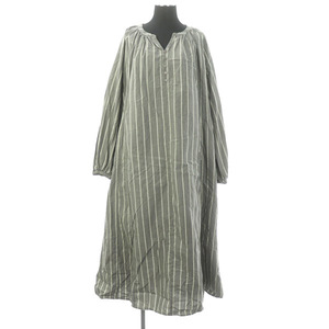  Urban Research URBAN RESEARCH 23SS cotton stripe Skipper One-piece long maxi height long sleeve oversize F gray 