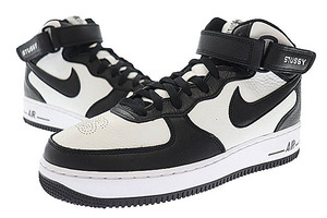 ナイキ NIKE ×STUSSY ステューシー AIR FORCE 1 MID Black and Light Bone エアフォース1 ミッド ブラック アンド ライトボーン DJ7840-00